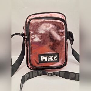 PINK Victoria Secret Rose Pink Metallic Crossbody Bag